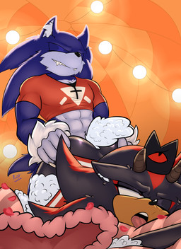 anal anal_penetration anthro ass_up black_body black_fur bottomless bottomless_anthro bottomless_male butt clothed clothing cosplay duo fangs from_behind_position fur hair headgear male male/male male_penetrated male_penetrating male_penetrating_male narrowed_eyes one_eye_closed open_mouth penetration penile penile_penetration red_eyes sex simple_background smile tail teeth tongue tongue_out topwear wool_(fur) aoibeast cult_of_the_lamb massive_monster_(studio) sega sonic_the_hedgehog_(series) sonic_unleashed lamb_(cult_of_the_lamb) shadow_the_hedgehog sonic_the_hedgehog sonic_the_werehog eulipotyphlan hedgehog mammal werecreature wereeulipotyphlan werehog absurd_res digital_media_(artwork) hi_res