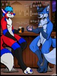 alcohol anthro bar beverage city duo love male male/male night pub cooper_toonhyena cryx_the_fox sparksthefox canid canine fox mammal 3:4 hi_res