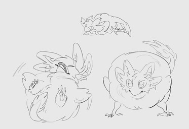 4_ears 4_toes ambiguous_gender avian_legs biped bipedal_feral chibi claws emanata eyes_closed feathered_wings feathers feet feral flapping_wings fluffy fluffy_tail front_view fur hair looking_at_viewer lying motion_lines multi_ear on_back open_mouth rear_view round_body side_view silly simple_background solo spread_legs spreading standing tail talons toe_claws toes tongue tuft white_background white_body wings keshunya fyr_(fenrir784) avali avian bird 2025 digital_drawing_(artwork) digital_media_(artwork) hi_res monochrome multiple_scenes sketch sketch_page