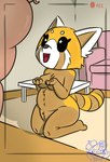 anthro bodily_fluids breasts duo female fur genital_fluids genitals hair male male/female pussy solo_focus zadirtybish aggretsuko sanrio retsuko ailurid domestic_pig mammal red_panda suid suina sus_(pig) hi_res