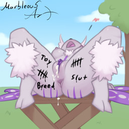 after_sex anthro anus belly belly_markings black_nose blue_sky blush bodily_fluids body_blush body_writing breasts butt butt_markings chest_tuft clitoral_hood clitoris cloud cum cum_drip cum_from_vagina cum_in_vagina cum_inside dripping female fluffy fluffy_chest free_use fur fur_markings furniture genital_fluids genitals glistening glistening_body glistening_breasts glistening_butt glistening_clitoris glistening_genitalia glistening_legs glistening_thighs glistening_tongue glistening_vulva grass grass_field grey_anus grey_belly grey_body grey_breasts grey_fur grey_nipples grey_vulva head_back head_tilt insect_wings leaf leaking_cum leg_fluff looking_pleasured lying lying_on_table markings nipples nude nude_anthro nude_female on_back open_mouth plant purple_body purple_clitoris purple_markings purple_wings sky small_nose solo table thick_thighs tongue tree tuft vulva vulva_blush wing_markings wings writing_on_butt writing_on_thigh conditional_dnp marbleous io_(ioshandler) io_(mars) arthropod insect lepidopteran moth 1:1 hi_res