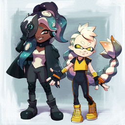boots breasts cloak clothing cosplay dark_body dark_skin duo eyebrows eyelashes female fingerless_gloves footwear gloves green_eyes handwear headgear headwear light_body light_skin mask pseudo_hair shoes smile tentacle_hair tentacles yellow_eyes stupjam idw_publishing nintendo sega sonic_the_hedgehog_(comics) sonic_the_hedgehog_(idw) sonic_the_hedgehog_(series) splatoon marina_(splatoon) pearl_(splatoon) tangle_the_lemur whisper_the_wolf aquatic cephalopod humanoid inkling mollusk octarian octoling 1:1 2025 hi_res