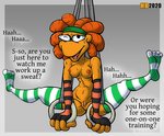 bodily_fluids clothing female gloves gymnastics handwear legwear nude ring solo still_rings stockings suspension sweat text hentai_boy_(artist) muppet_babies muppets the_muppet_show skeeter_(muppets) humanoid muppet english_text