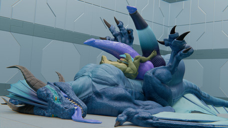 anthro anthro_on_feral balls bestiality big_balls big_penis blue_balls blue_body blue_scales curling_toes duo erection feet feral fin flared_penis foreskin genitals glans green_body green_scales grin half-closed_eyes handjob head_fin hologram horn huge_penis humanoid_genitalia humanoid_penis inside knot laboratory legs_up lying lying_on_another male male/male multi_genitalia multi_penis muscular muscular_male narrowed_eyes nude on_back penetrable_sex_toy penile penis penis_between_thighs purple_penis scales sex sex_toy size_difference smile tail tail_fin tapering_penis three-quarter_view tongue tongue_out yellow_body yellow_penis yellow_scales snekkuu a3person_(modeler) european_mythology mythology kahliss zol_(zoldragon) dragon mythological_creature mythological_scalie reptile scalie snake western_dragon wyvern 16:9 2025 3d_(artwork) digital_media_(artwork) hi_res widescreen