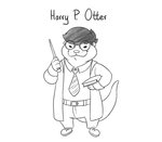 alternate_species anthro book bottomwear cloak clothed clothing dress_shirt eyewear footwear furrification glasses hair hogwarts_uniform humor male necktie pants pun school_uniform shirt shoes simple_background smile solo standing text topwear uniform wand white_background nikraccoom harry_potter_(series) harry_potter mammal mustelid otter 2021 absurd_res black_and_white digital_drawing_(artwork) digital_media_(artwork) english_text hi_res monochrome