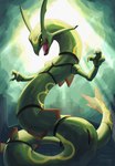 ambiguous_gender animal_genitalia black_body feral genital_slit genitals green_body multicolored_body open_mouth orange_body serpentine solo yellow_body yellow_eyes tenebscuro nintendo pokemon generation_3_pokemon legendary_pokemon pokemon_(species) rayquaza hi_res