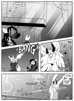 anthro clothed clothing detailed_background dialogue female gas_mask group horn inner_ear_fluff inside male mask shooting_gun speech_bubble text tuft kifyun2 beau_(undying_void) rita_(undying_void) canid canine felid fox lagomorph leporid mammal pantherine rabbit snow_leopard absurd_res black_and_white comic english_text hi_res monochrome