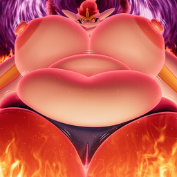 anthro areola belly big_areola big_belly big_breasts big_nipples breasts crossed_arms female female_anthro fire front_view genitals huge_areola huge_belly huge_breasts huge_nipples huge_thighs hyper hyper_breasts looking_at_viewer looking_down looking_down_at_viewer low-angle_view macro_anthro macro_female motion_lines multicolored_body navel nipples obese obese_anthro obese_female orange_eyes overweight overweight_anthro overweight_female pokemorph purple_background red_areola red_body red_nipples red_nose simple_background solo thick_thighs two_tone_body vulva white_body white_ears yellow_inner_ear maskedtreasure nintendo pokemon generation_8_pokemon gigantamax_cinderace gigantamax_pokemon lagomorph leporid mammal pokemon_(species) rabbit 1:1 2026 3d_(artwork) absurd_res blender_(artwork) colored digital_media_(artwork) hi_res shaded
