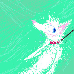 anthro collar fur green_background leash male pink_nose red_collar simple_background smile solo white_body white_fur demensa canid canine canis domestic_dog mammal 1:1 2019 digital_media_(artwork) pixel_(artwork)