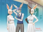 anthro female fighting_over_boy flirting group male scared school split_color cillian_girl beastars haru_(beastars) mizuchi's_boyfriend_(beastars) mizuchi_(beastars) domestic_rabbit dwarf_rabbit harlequin_rabbit lagomorph leporid mammal netherland_dwarf_rabbit oryctolagus rabbit