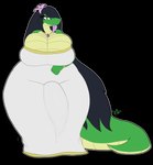 big_breasts black_hair breasts bulge clothing dress genital_outline hair huge_breasts huge_hips huge_thighs jewelry non-mammal_breasts tattoo thick_thighs tribal tribal_tattoo wide_hips snekkobean amy_alethino slitherspawn absurd_res alpha_channel hi_res