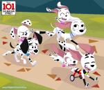 black_body black_fur black_spots collar feral floppy_ears fur group markings pawpads spots spotted_body spotted_fur white_body white_fur playzone 101_dalmatian_street 101_dalmatians disney dallas_(101_dalmatians) dawkins_(101_dalmatians) deja_vu_(101_dalmatians) delgado_(101_dalmatians) destiny_(101_dalmatians) dolly_(101_dalmatians) triple_d_(101_dalmatians) canid canine canis dalmatian domestic_dog mammal hi_res sibling_(lore) sister_(lore) sisters_(lore) triplets_(lore)