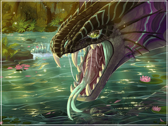 ambiguous_gender bodily_fluids feral fin forked_tongue male nature nature_background saliva solo teeth_showing tongue nokiout mythology aquatic dragon mythological_creature mythological_scalie scalie 4:3 hi_res