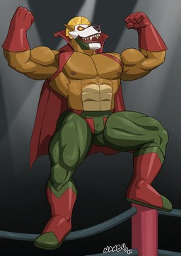 abs anthro barazoku biceps big_muscles bottomwear cape clothing costume deltoids fangs fighting_ring fist flexing flexing_bicep flexing_both_biceps footwear fur gloves handwear huge_muscles looking_down lucha_libre_mask luchador male male_anthro manly mask muscular muscular_anthro muscular_male nipples open_mouth open_smile orange_body orange_fur pants pecs rope sharp_teeth shirtless shirtless_anthro shirtless_male smile solo sports_mask sportswear tan_body tan_fur teeth tongue triceps wrestler wrestling wrestling_mask yellow_eyes yellow_sclera nanbuskhan activision crash_bandicoot_(series) tiny_tiger dasyuromorph mammal marsupial recently_extinct_species thylacine 2024 hi_res