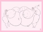 belly big_belly big_breasts big_nipples border breasts dr.stone duo female hanada_nikki huge_belly huge_breasts huge_nipples hyper nikki_hanada nipples overweight pink_border transformation brewheardt bartok_the_magnificent ludmilla 2023 4:3 absurd_res hi_res