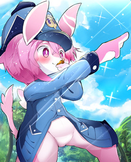 anthro female outside solo sparkles standing whistle_(object) whistling nekomo genshin_impact mihoyo blathine_(genshin_impact) melusine_(genshin_impact) absurd_res hi_res