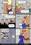 2016 absurd_res anthro badge bovid bovine bruised canid canine clothing color_edit colored comic dialogue diavololo disney door english_text eric_schwartz fox hi_res line_art male mammal necktie nick_wilde officer_mchorn police police_uniform red_fox rhinoceros sound_effects stand-up_comedy text third-party_edit torn_clothing true_fox uniform violence window zootopia