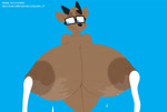 anthro big_breasts blue_background blue_eyes bodily_fluids bouncing_breasts breasts brown_body dripping dripping_breasts dripping_milk excessive_lactation eyewear female front_view genitals glasses hair horn huge_breasts hyper hyper_breasts hyper_lactation hyper_nipples innie_pussy lactating looking_down milk nervous nipples nude pussy simple_background solo standing text schwoo skullman777 shelly_(skullman_777) bovid caprine goat mammal 2021 animated collaboration digital_media_(artwork) hi_res high_framerate lineless loop no_sound short_playtime watermark webm