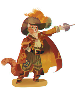 alternate_costume alternative_fashion anthro belt biped boots bottomwear cape clothing footwear fur green_eyes hand_on_hip hat headgear headwear male melee_weapon orange_body orange_fur pants raised_arm rapier shoes simple_background solo standing sword tail topwear vest weapon white_background sanppa_popo dreamworks fairy_tales puss_in_boots_(franchise) puss_in_boots_(dreamworks) puss_in_boots_(folklore) domestic_cat felid feline felis mammal tabby_cat