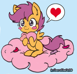 feathered_wings feathers female feral fur hair happy heart_symbol orange_body orange_feathers orange_fur purple_eyes purple_hair solo wings young young_female young_feral anibaruthecat friendship_is_magic hasbro my_little_pony mythology scootaloo_(mlp) equid equine mammal mythological_creature mythological_equine pegasus 2013 digital_media_(artwork) low_res source_request
