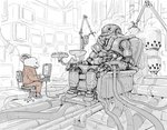 amazing_background anthro biped bottomwear chair clothing computer detailed_background duo electronics furniture humanoid_hands machine pants shirt sitting topwear ryo_yambe mammal mouse murid murine rodent 2020 detailed hi_res