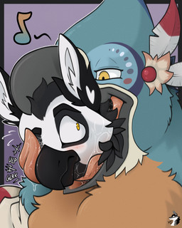 beak blush bodily_fluids body_in_mouth dripping duo head_in_mouth looking_at_another looking_at_partner male open_beak open_mouth oral_vore prey_in_mouth saliva saliva_drip saliva_on_face saliva_on_tongue saliva_string same_size_vore swallowing swallowing_sound_effect tongue vore arkailart breath_of_the_wild nintendo the_legend_of_zelda kass_(tloz) avian bird great_horned_owl horned_owl owl rito snowy_owl true_owl 4:5 absurd_res hi_res