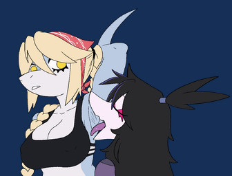 anthro arm_fin armpit_fetish armpit_lick armpit_play big_breasts black_clothing black_crop_top black_hair black_shirt black_topwear blonde_hair blue_body blue_scales braided_hair braided_ponytail breasts cleavage clothed clothing crop_top curvy_figure duo eyelashes eyes_closed female female/female fin hair hand_behind_head kerchief licking long_hair midriff multicolored_body multicolored_scales nipple_outline ponytail scales shirt simple_background snout tongue topwear transparent_background two_tone_body two_tone_scales voluptuous voluptuous_anthro voluptuous_female white_body white_scales yellow_eyes hirogearguy bakushin_armpit_gif cavemanon_studios volcaldera_ashfall coral_(volcaldera_ashfall) polly_(volcaldera_ashfall) aquatic cretaceogekko fish mackerel_shark shark thresher_shark 2026 2d_animation alpha_channel animated