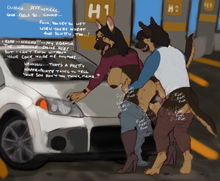 5_fingers age_difference anthro anthro_on_anthro anthro_penetrated anthro_penetrating anthro_penetrating_anthro anus areola barefoot big_breasts black_areola black_body black_fur black_hair black_nails black_nipples black_nose bodily_fluids boots bottomwear bottomwear_around_one_leg bottomwear_down breasts butt car clock clothed clothing clothing_around_one_leg colored_nails dialogue digit_ring duo ear_piercing erection eye_roll eyebrows eyelashes eyewear feet female female_penetrated fingers footwear from_behind_position fur genital_fluids genitals glasses hair high_heeled_boots high_heels hip_grab in_heat inner_ear_fluff jewelry knot knotted_penis long_hair looking_pleasured male male/female male_penetrating male_penetrating_female markings mole_(marking) motion_lines multicolored_body multicolored_fur nails nipples older_female open_mouth open_smile pants pants_down parent_incest parking_garage parking_lot partially_clothed penetration penis piercing profanity public public_sex raised_clothing raised_shirt raised_tail raised_topwear ring sex sharp_teeth shirt shoes short_hair shorts shorts_around_one_leg shorts_down smile son_penetrating_mother sound_effects speech_bubble sweater tail tan_body tan_fur teeth text tongue tongue_out topwear tuft two_tone_body two_tone_fur vaginal vaginal_fluids vaginal_penetration vehicle vulva watch wearing_glasses wedding_ring wristwatch younger_male wolfjuice kelsie_(wolfjuice) zach_(wolfjuice) canid canine canis dobermann domestic_dog mammal pinscher 2026 absurd_res artist_name english_text hi_res incest_(lore) mother_(lore) mother_and_child_(lore) mother_and_son_(lore) parent_(lore) parent_and_child_(lore) parent_and_son_(lore) son_(lore)