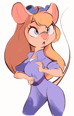anthro belt biped blonde_hair blue_eyes clothed clothing coveralls cross-eyed eyebrows eyelashes eyewear eyewear_on_head female fingers fully_clothed fur goggles goggles_on_head hair jumpsuit open_mouth pink_nose purple_belt purple_coveralls simple_background solo tail tan_body tan_fur thin_tail white_background conditional_dnp tohupo chip_'n_dale_rescue_rangers disney gadget_hackwrench mammal mouse murid murine rodent 2020 hi_res portrait three-quarter_portrait