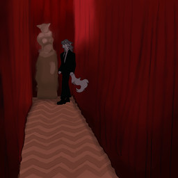 anthro biped clothing curtains female necktie red_curtain sculpture solo standing statue suit sepulturegirl twin_peaks sophia_(sepulture_girl) canid canine canis domestic_dog mammal 1:1 hi_res trans_(lore) trans_woman_(lore)