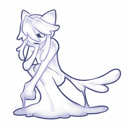 ambiguous_gender anthro crouching hand_on_chin looking_back slime tolo white_body hbpencil animal_humanoid goo_creature humanoid digital_drawing_(artwork) digital_media_(artwork) hi_res