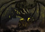 angry black_body black_scales chaos female feral fog glowing glowing_eyes glowing_mouth horn membrane_(anatomy) membranous_wings scales shadow solo tail wings yenocwolf mythology secrets_of_uncrom uncrom ocha_(uncrom) dragon mythological_creature mythological_scalie scalie visha absurd_res concept_art hi_res