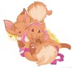 duo female feral fluffy fluffy_tail tail text ancesra nintendo pokemon emma_the_eevee fan_character sierra_the_eevee eevee generation_1_pokemon pokemon_(species) digital_media_(artwork) hi_res shaded url