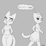 2024 3_fingers anthro artist_name big_breasts big_ears big_eyes big_iris biped black_text bottomwear breasts cartoon_network cheek_tuft clothed clothed_anthro clothed_female clothing collared_shirt crossover curved_eyebrows digital_drawing_(artwork) digital_media_(artwork) domestic_cat duo english_text eyebrows eyelashes facial_tuft fangs felid feline felis female fingers fran_(litterbox_comics) fully_clothed fully_clothed_anthro fully_clothed_female fur fur_tuft grey_background greyscale hands_on_hips hands_on_own_hips hi_res hornamoo iris legs_together litterbox_comics long_eyelashes looking_at_another looking_back looking_back_at_another mammal markings mature_anthro mature_female monochrome motion_lines motion_outline mouth_closed narrowed_eyes nicole_watterson no_pupils pants prick_ears shared_thought_bubble shirt simple_background skirt standing t-shirt tail teeth text text_emphasis the_amazing_world_of_gumball thick_thighs thin_eyebrows thought_bubble topwear tuft underline walking whisker_markings wide_hips