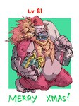 bag belly biceps big_belly black_sclera christmas_present fangs gift holidays male navel red_eyes solo teeth monmilo9 christmas xenoblade_chronicles territorial_rotbart gogol mammal monster primate 3:4