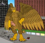 abs anthro balls beak brown_body building city cityscape claws crush destruction erection extreme_size_difference feathered_wings feathers feet finger_claws foot_crush footprint genitals house humanoid_genitalia humanoid_penis macro macro_anthro male muscular muscular_anthro muscular_male nude outside pawpads pawprint paws pecs penile penis rampage size_difference solo stomping tail toe_claws toes vehicle vehicle_destruction vein veiny_penis wings modem_redpill mythology carpo avian gryphon mythological_avian mythological_creature hi_res