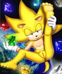 4_toes andromorph anthro anus barefoot blep chaos_emerald claws crossgender earth feet floating gem genitals intersex looking_at_viewer nude planet pussy soles solo space toe_claws toes tongue tongue_out yellow_body arrow_hearted sega sonic_the_hedgehog_(series) sonic_the_hedgehog super_sonic eulipotyphlan hedgehog mammal 5:6