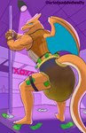 2_horns 5_fingers abdl anthro back_wings banknote banknote_in_diaper banknote_in_legband banknote_in_legwear banknote_on_floor bedroom_eyes big_butt big_diaper black_diaper black_fishnets black_legband blue_eyes blue_wings bodily_fluids brown_clothing brown_gloves brown_handwear bulging_diaper butt butt_pose claws clothed clothing countershade_body countershade_tail countershade_torso countershading crop_top dancing detailed_background diaper diaper_bulge diaper_fetish diaper_use feet finger_claws fingerless_gloves fingers fishnet_clothing fishnet_crop_top fishnet_topwear frilly frilly_diaper furgonomic_diaper furgonomic_topwear furgonomics genital_fluids gloves handwear horn humanoid_feet humanoid_hands leather leather_clothing leather_gloves leather_handwear legband looking_at_viewer male membrane_(anatomy) membranous_wings money money_in_diaper money_in_legband money_in_legwear money_on_floor muscular muscular_anthro muscular_male narrowed_eyes open_mouth open_smile orange_arms orange_back orange_body orange_face orange_feet orange_hands orange_legs orange_snout orange_tail orange_wings plantigrade pole pole_dancing pose proud purple_background rear_view seductive sharp_teeth shirt side_view simple_background smile soiled_diaper solo spotlight spotlight_beam stage stage_lights strip_club stripper stripper_pole swollen_diaper tail tan_body tan_tail teeth text three-quarter_view toe_claws topwear twerking unclean_diaper urine used_diaper wearing_diaper wet_diaper white_claws white_finger_claws white_toe_claws wings yellow_diaper_frill yellow_frill paddedwolfy nintendo pokemon baxter_blaze fan_character charizard draconic generation_1_pokemon pokemon_(species) reptile scalie absurd_res artist_name digital_drawing_(artwork) digital_media_(artwork) hi_res