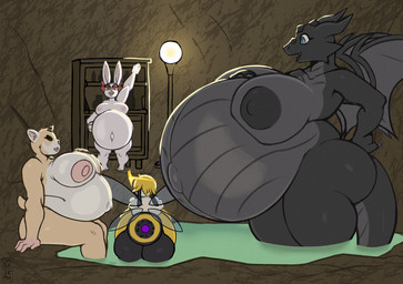 anthro arthropod_abdomen belly big_belly big_breasts big_butt black_body black_nipples breasts butt dragon_wings female group group_pregnancy horn hot_spring huge_belly huge_breasts huge_butt hyper hyper_belly hyper_pregnancy insect_wings lamp multiple_pregnancies navel nipples pink_nipples pregnant pregnant_anthro pregnant_female shelf tail thick_thighs water wings justkindofhere mythology solo_farming_in_the_tower aileen_fritani iona_(solo_farming_in_the_tower) princess_pyapya_(solo_farming_in_the_tower) queen_poisonous_honeybee_(solo_farming_in_the_tower) arthropod bee cricetid dragon hamster hymenopteran insect lagomorph leporid mammal mythological_creature mythological_scalie rabbit rodent scalie