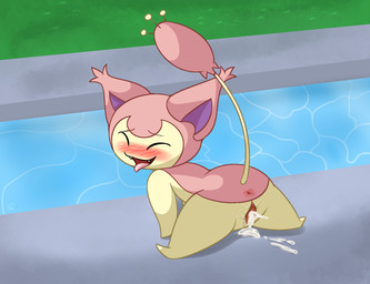 after_sex all_fours anus blush bodily_fluids butt countershading cum cum_drip cum_in_vagina cum_inside cute_fangs dripping eyes_closed fangs female feral fur genital_fluids genitals grass pink_body pink_fur plant purple_body purple_fur raised_tail rear_view short_ears solo spread_legs spread_vulva spreading tail teasing teeth thin_tail tongue tongue_out vaginal_fluids vulva water yellow_body yellow_countershading yellow_fur softestpuffss nintendo pokemon felid generation_3_pokemon mammal pokemon_(species) skitty hi_res