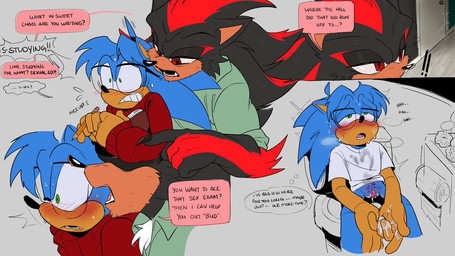 age_difference andromorph anthro blush bodily_fluids duo eyewear genital_fluids genitals glasses green_eyes intersex intersex/male male red_eyes text vaginal_fluids vulva somedivs sega sonic_the_hedgehog_(series) nicholas_(shaddycatz) shadow_the_hedgehog sonic_the_hedgehog eulipotyphlan hedgehog mammal 16:9 comic english_text widescreen stepfather_(lore) stepfather_and_stepchild_(lore) stepfather_and_stepson_(lore) stepparent_(lore) stepparent_and_stepchild_(lore) stepparent_and_stepson_(lore) stepson_(lore) trans_(lore) trans_man_(lore)