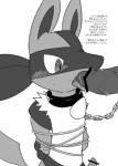 anthro bdsm bondage bound censor_bar chain chain_leash dominant dominant_male duo erection fellatio fur genitals ineffective_censorship leash male male/male open_mouth oral penile penis petplay roleplay rope sex simple_background solo_focus submissive submissive_male text kurohane_karasu nintendo pokemon canid canine generation_4_pokemon lucario mammal pokemon_(species) censored japanese_text monochrome translation_request