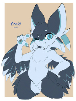 anthro blue_body blue_eyes blue_feathers blue_markings blue_pawpads ear_markings facial_markings feather_markings feathered_chest feathered_wings feathers gesture grey_body grey_feathers hand_gesture head_markings looking_at_viewer male markings neck_tuft one_eye_closed pawpads pointing pointing_at_self smile solo thick_thighs tuft white_body white_feathers wide_hips wings wink winking_at_viewer sockeneko braid_(k'braid) avali hi_res