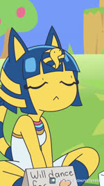 anthro bangs blue_ears blue_hair blush bob_cut dancing female hair looking_at_viewer markings mummy_wrappings music music_video navel sigh solo striped_markings striped_tail stripes synced_to_music tail tail_markings thick_thighs uraeus yellow_body yellow_inner_ear vitzypie animal_crossing crystal_waters_(musician) nintendo sad_cat_dance the_bucketheads ankha_(animal_crossing) dr._shrunk_(animal_crossing) amphibian axolotl domestic_cat felid feline felis mammal marine mole_salamander salamander 2d_animation 9:16 animated animation_meme hi_res meme motion_tweening short_playtime sound webm