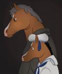 anthro black_hair duo elderly grey_hair hair looking_down male sad sailor_hat sailor_uniform simple_background time_progression young scuffdere bojack_horseman netflix bojack_horseman_(character) equid equine horse mammal 2020 hi_res