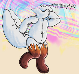 abstract_background ambiguous_gender anthro brown_body featureless_face glistening glistening_body hair identity_death inflatable loss_of_speech muffled_speech null nullification plastic_body pool_toy simple_background solo tan_body transformation white_body foxes-radio animate_inanimate canid canine canis coyote living_inflatable living_pool_toy mammal hi_res