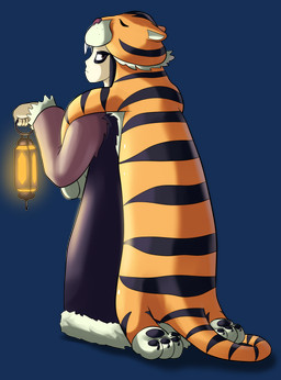 4_toes black_hair black_pawpads claws clothed clothing feet female hair lamp lantern looking_back pawpads paws simple_background soles solo toe_claws toes transparent_background goshaag indivisible razmi felid human mammal pantherine tiger 2015 alpha_channel hi_res