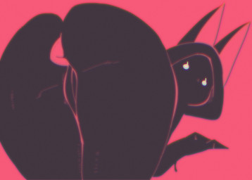 anthro anus bent_over bottomless butt butt_focus claws clothed clothing empty_eyes female genitals headgear headgear_only headwear headwear_only looking_at_viewer looking_back mostly_nude partially_clothed silhouette silhouetted_body simple_background solo vulva sh1vss mammal absurd_res hi_res