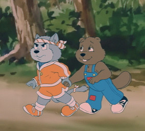 anthro blue_clothing blue_overalls bottomwear brown_body brown_eyes brown_fur brown_tail clothed clothing duo footwear fur grey_body grey_eyes grey_fur grey_tail hand_holding jacket male male_anthro narrowed_eyes orange_bottomwear orange_clothing orange_footwear orange_jacket orange_shoes orange_topwear outside overalls plant shoes shrub tail topwear tree walking young young_anthro young_male bucklebunny bingo_beaver zipper_cat beaver domestic_cat felid feline felis mammal rodent