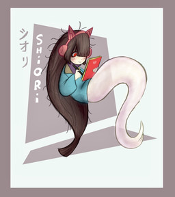 blue_clothing blue_jacket blue_topwear border brown_hair cat_headphones clothing drawing female floating ghost_tail hair holding_object holding_pen jacket long_hair messy_hair no_pupils pen pink_heart purple_border purple_clothing purple_text purple_topwear red_eyes red_headphones solo sweater text topwear turtleneck white_text artist-exhale asian_mythology east_asian_mythology japanese_mythology mythology humanoid spirit yokai 2024 character_name colored english_description english_text full-length_portrait hi_res japanese_text portrait